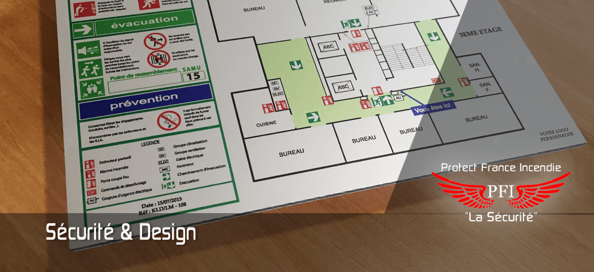 Plan Incendie ELEGANCE Aluminium Anodisé Design - Plan de Sécurité Incendie Design